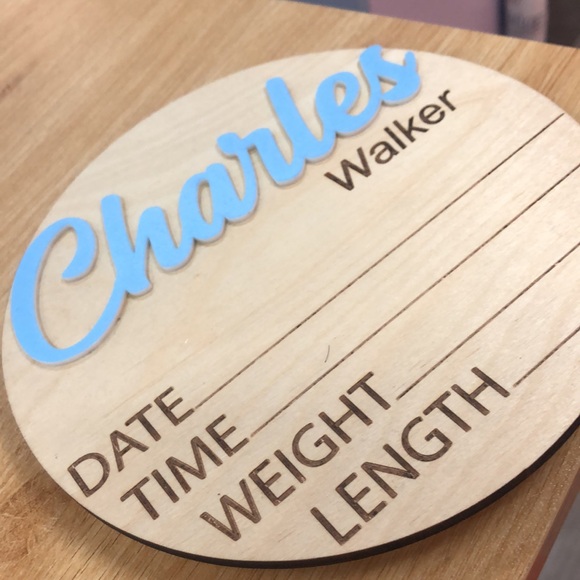 Newborn Baby Sign, Wooden Birth Sign, Birth Announcement Sign, Baby Gift - Picture 3 of 3